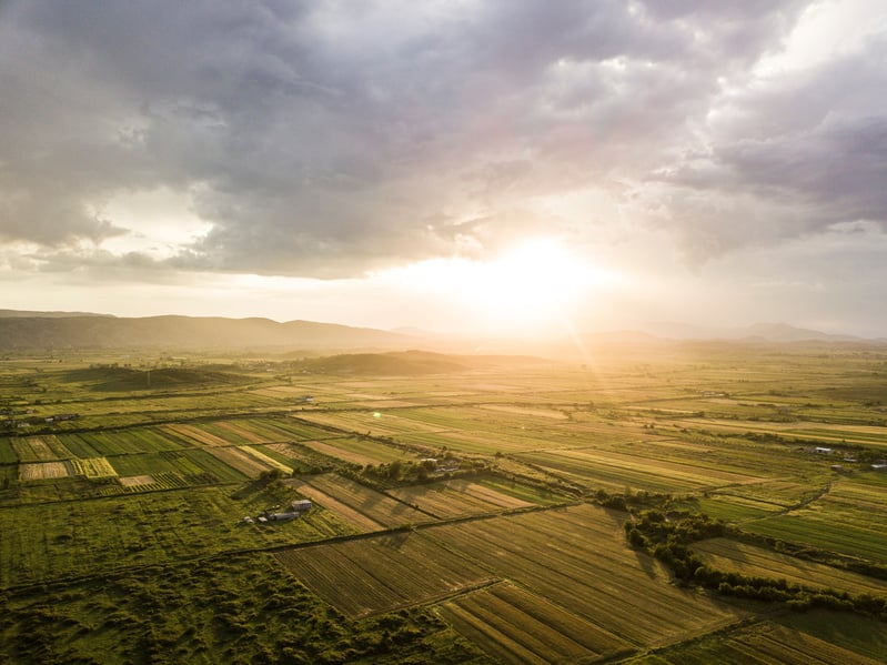 Agricultural Land Under Bright Cloudy Sky